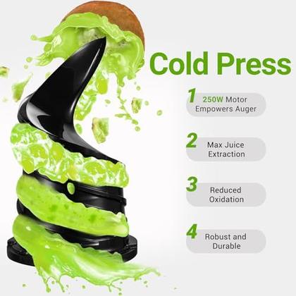 Imagem de AMZCHEF Juicer Automático 5.3'' com Pressão Fria e Motor de 250W (Preto)