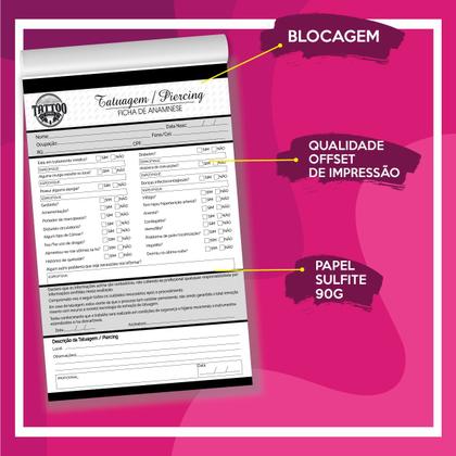 Imagem de Anamnese Tatuagem Tatoo Tatuador Ficha Técnica Bloco