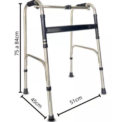 Imagem de Andador 2 Barras Idoso Adulto Dobravel Articulado Fixo Regulavel 120kg Supermedy