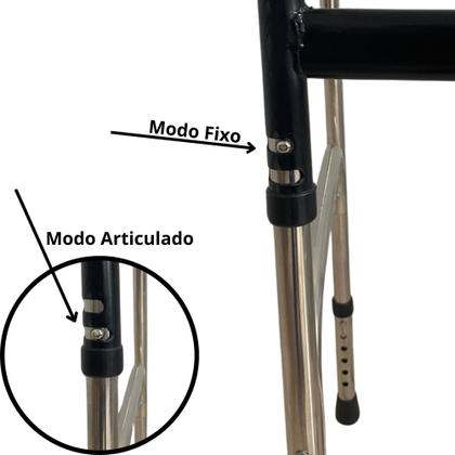 Imagem de Andador 2 Barras Idoso Adulto Dobravel Articulado Fixo Regulavel 120kg Supermedy