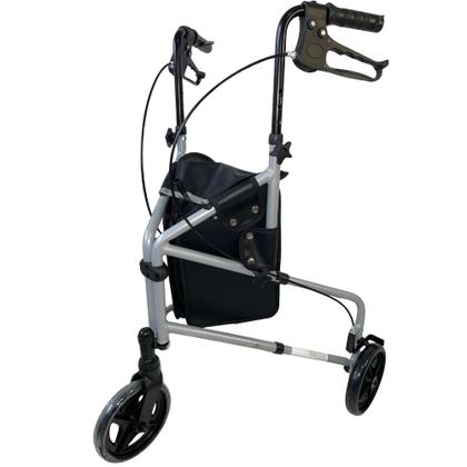 Imagem de Andador 3 Rodas Idoso Adulto Geriátrico Ortopédico Apoio Dobrável Freios Bolsa Cesto 100kg Triciclo