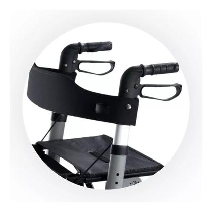 Imagem de Andador Adulto Idoso 4 Rodas Dobrável Com Freio Cesta Banco