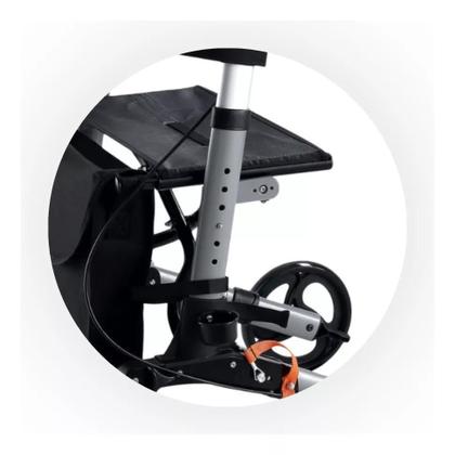 Imagem de Andador Adulto Idoso 4 Rodas Dobrável Com Freio Cesta Banco