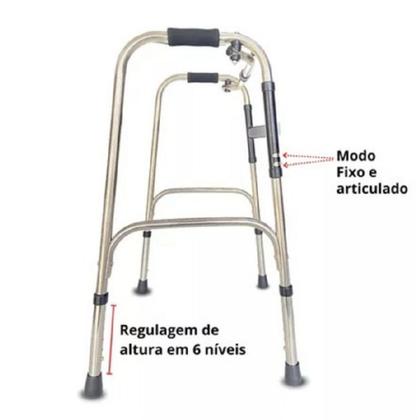 Imagem de Andador Adulto Idoso Dobrável Com Regulagem de Altura Até 120kg Supermedy