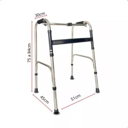 Imagem de Andador Adulto Idoso Dobrável Regulável Alumínio Supermedy
