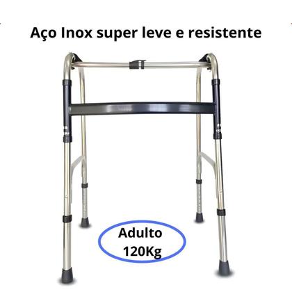 Imagem de Andador Adulto Idoso Dobrável Regulável Alumínio Supermedy