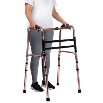 Imagem de Andador Articulado Fixo Dobrável Desmontável 130kg Alumínio Adulto Idoso Bronze