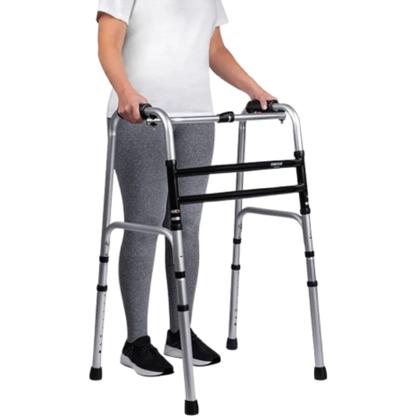 Imagem de Andador Articulado Fixo Dobrável Desmontável 130kg Alumínio Adulto Idoso Prata