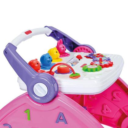 Imagem de Andador Bebê 1 Ano Educativo Rosa C/ Som Atividades - Poliplac