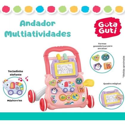 Imagem de Andador Bebê 9 Meses Educativo Com Som Atividades Cor Rosa