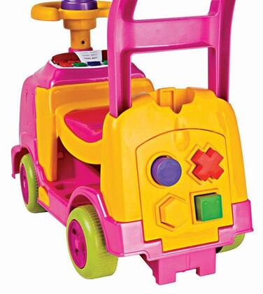 Imagem de Andador Bichos Rosa Menina Com Capacete Luz e Som Magic Toys