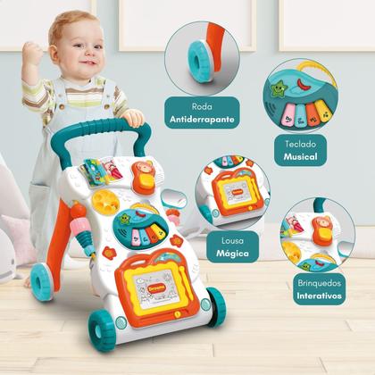 Imagem de Andador de Bebê Infantil Menino Com Teclado Musical Brinquedo Educativo