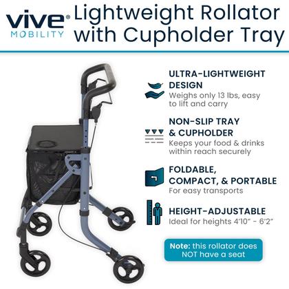 Imagem de Andador dobrável Rollator Vive para idosos, leve