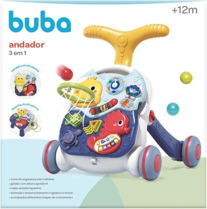 Imagem de Andador Educativo Bebê 3 Em 1 Mesinha Brinquedo Musical Buba