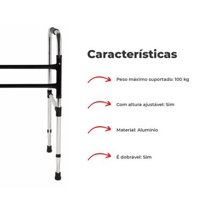 Imagem de Andador Fixo E Dobravel Aluminio 2 Barras Adulto - Indaiá