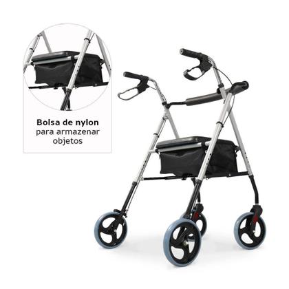 Imagem de Andador Idoso 4 Rodas de Alumínio Dobrável Dellamed com Assento D12 6248