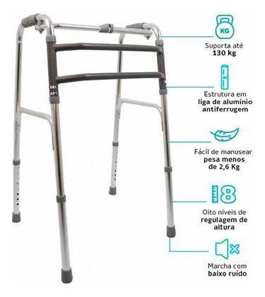 Imagem de Andador Idoso Alumínio Dobrável Articulado Dellamed D10
