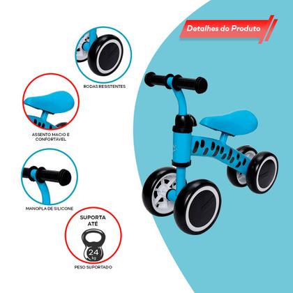 Imagem de Andador Infantil Bicicleta de Equilíbrio Azul Divertida