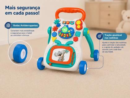 Imagem de Andador Infantil De Empurrar Didático Musical Bebê Centro De Atividades Multmaxx