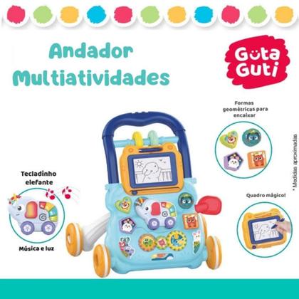 Imagem de Andador Infantil Musical Didático Educativo Empurrador Bebê DM Toys DMB6750 Azul