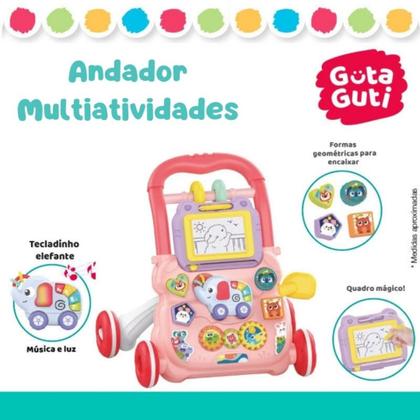 Imagem de Andador Infantil Musical Didático Educativo Empurrador Bebê DM Toys DMB6751 Rosa