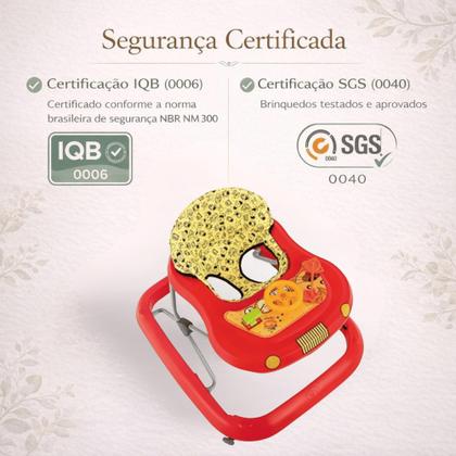 Imagem de Andador Infantil Vermelho Tutti Baby com Regulagem de Altura e Bandeja de Brinquedos