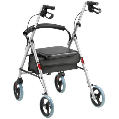 Imagem de Andador Ortopédico D12 Dobrável Dellamed Para Idoso Em Aço Com 4 Rodas Assento e Freio