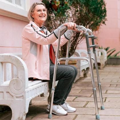 Imagem de Andador Ortopédico Dobrável Articulado Alumínio para Idoso Adulto 3 Barras Altura Regulável