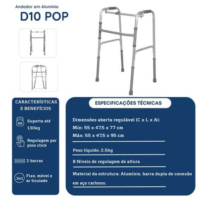 Imagem de Andador Ortopédico Dobrável Fixo Regulagem Alumínio Para Idoso