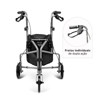 Imagem de Andador ortopédico dobrável para idoso 3 rodas d11 dellamed