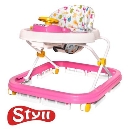 Imagem de Andador Para BebÊ Com Som E Rodinhas Branco E Rosa