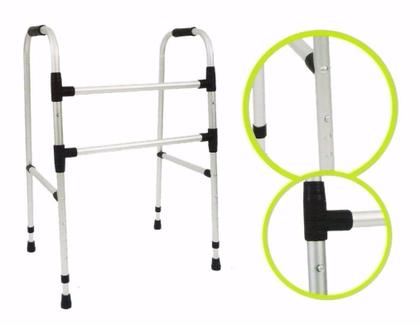 Imagem de Andador para Caminhada Apoio Adulto Idoso Reabilitação Dobrável 2 Barras Fixas em Alumínio