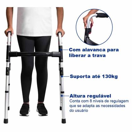 Imagem de Andador Para Idoso Adulto Dobrável Mercur 130kg + Sacola De Transporte