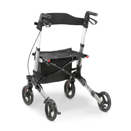 Imagem de  Andador para Idoso Dobrável com 4 Rodas Alumínio com Assento Bolsa Freio Dellamed D14