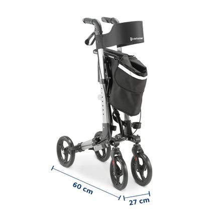 Imagem de  Andador para Idoso Dobrável com 4 Rodas Alumínio com Assento Bolsa Freio Dellamed D14