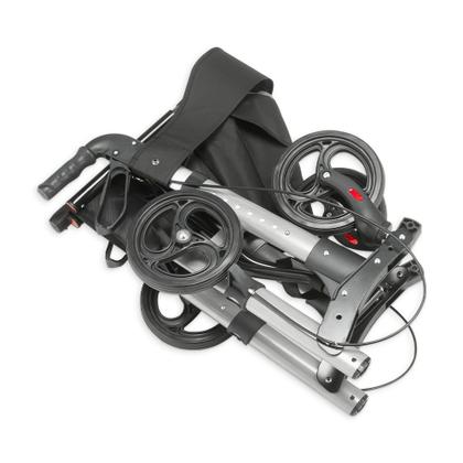 Imagem de  Andador para Idoso Dobrável com 4 Rodas Alumínio com Assento Bolsa Freio Dellamed D14