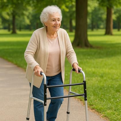 Imagem de Andador RETO Para Idoso Adulto Dobrável Em Alumínio Fixo Até100k