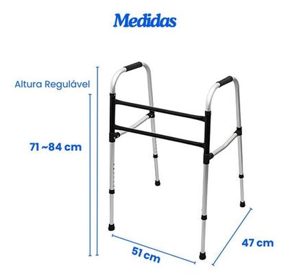 Imagem de Andador RETO Para Idoso Adulto Dobrável Em Alumínio Fixo Até100k