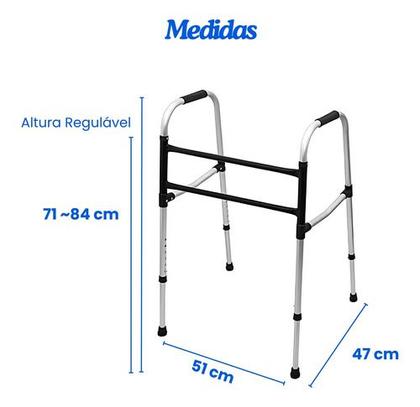Imagem de Andador RETO Para Idoso Adulto Dobrável Em Alumínio Fixo Até100k