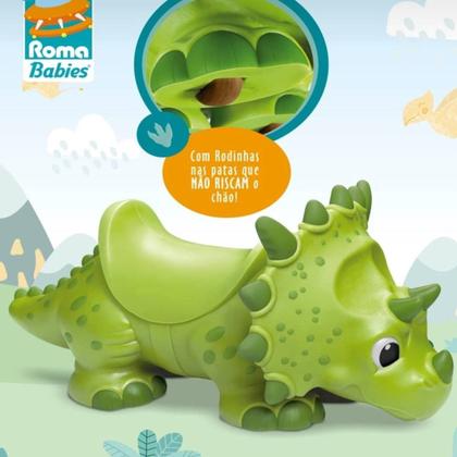 Andador Triciclo Passeio Dinossauro Tricerátops + Ovo Dino - Roma Imagem de Andador Triciclo Passeio Dinossauro Tricerátops + Ovo Dino