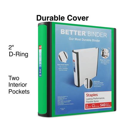 Imagem de Anéis D Binder Staples Better de 2 polegadas verdes