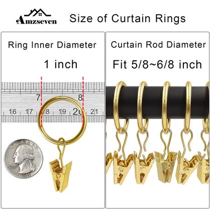 Imagem de Anéis de cortina AMZSEVEN Metal, pacote 44, cor dourada de 1 polegada