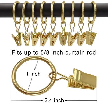 Imagem de Anéis de cortina AMZSEVEN Metal, pacote 44, cor dourada de 1 polegada