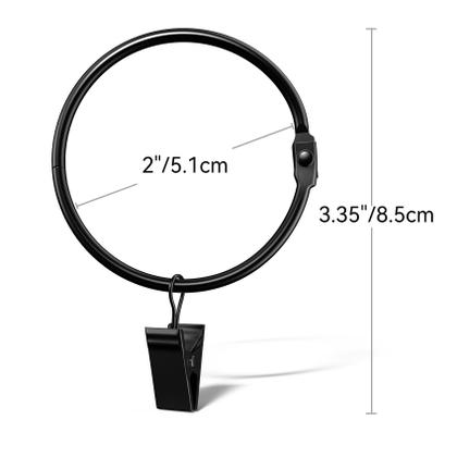 Imagem de Anéis de cortina com clipes Ginbel Direct, 2 cm, Black Iron, pacote com 24
