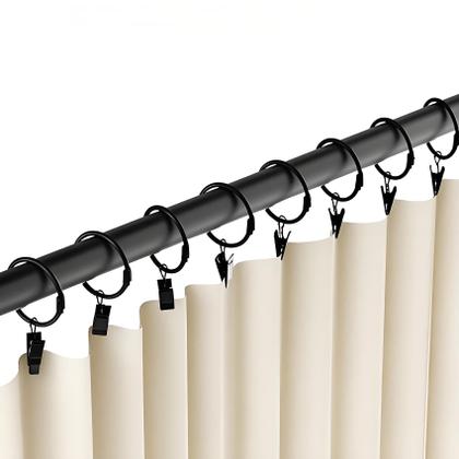 Imagem de Anéis de cortina com clipes Ginbel Direct, 2 cm, Black Iron, pacote com 24