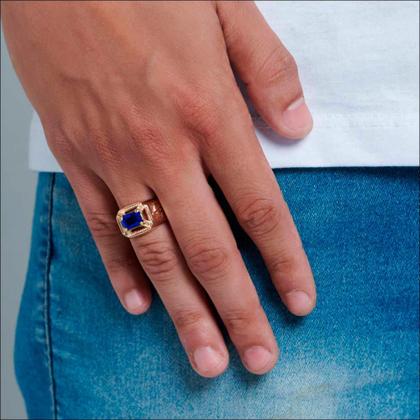 Imagem de Anel 18k com símbolo grego alfa e ômega AZUL 512713 Rommanel