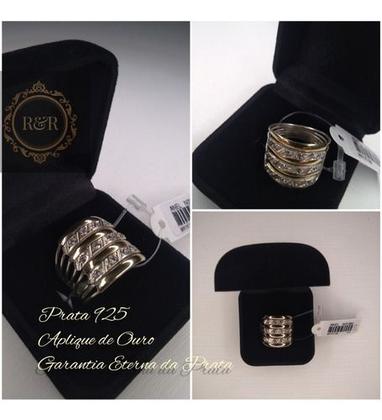 Imagem de Anel 7 Elos Prata 925 Ouro 12k