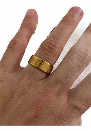 Imagem de Anel 8mm Oração Pai Nosso Banhado A Ouro 18k Luxo