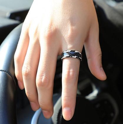 Imagem de Anel Aço Inox com Fibra De Carbono Preto