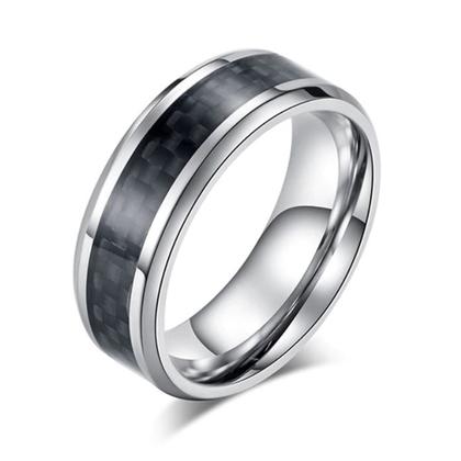 Imagem de Anel Aço Inox com Fibra De Carbono Preto